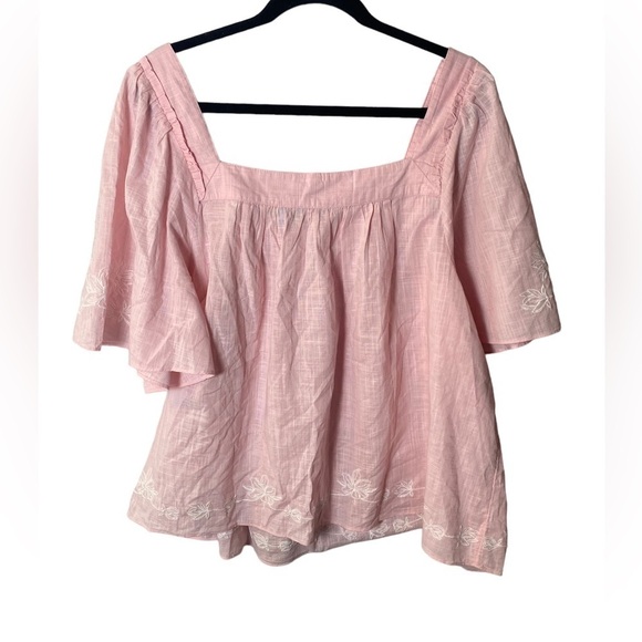 Draper James Square Neck Maren Top in Pink Embroidered Floral Size 3X - Picture 5 of 8